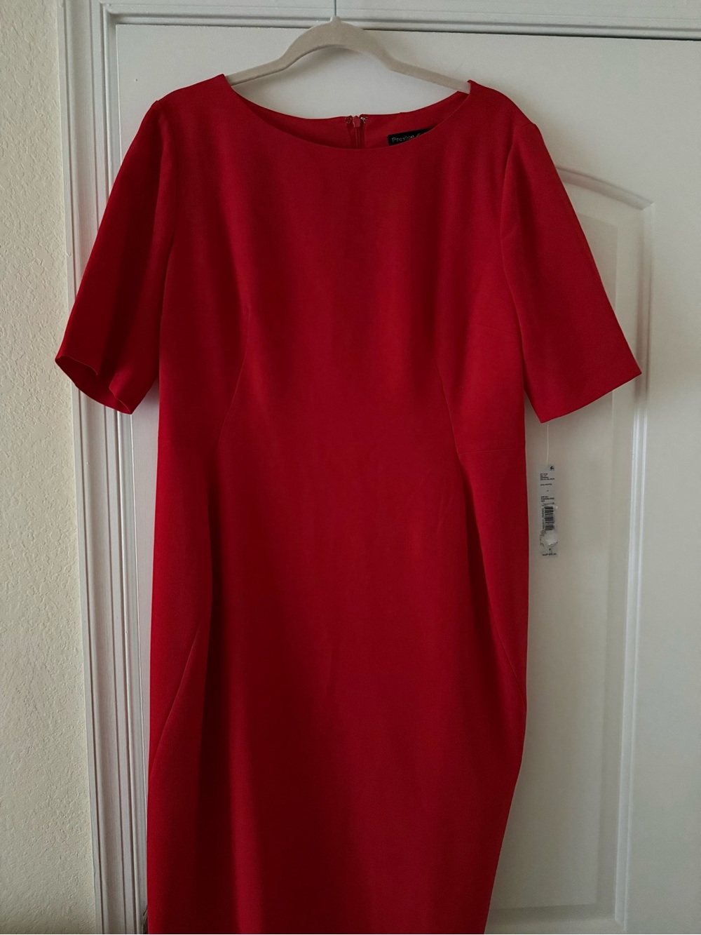 Preston & York Red Midi Dress with Boat Neck